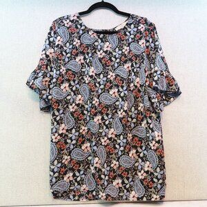 LOFT Swing Floral Paisley Short Sleeve Top, Plus Sz 20